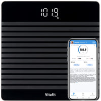 1 x RAW Customer Returns Vitafit Digital Bathroom Scales with Weight and BMI, Smart Body Scale with App via Bluetooth, Non-Slip Platform, Black - RRP €17.99