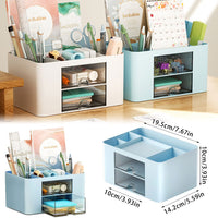 1 x Brand New Desk Organizer, Desk Organizer Kids, Space Saving Desk Organizer, Desk Organizer with Drawer, Multifunctional Pen Holder Desk Organizer, Organizer Table - RRP €10.07