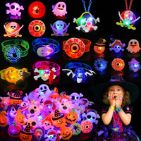 10 x Brand New Shengruili Halloween party favors for children, 32 pieces LED light toy party items, Halloween toy set, Halloween children s toy light ring bracelets brooches necklace, LED toys party - RRP €141.1