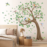 1 x RAW Customer Returns decalmile Wall Tattoo Tree Large Green Wall Sticker Tree Leaves Birds Wall Sticker Children s Room Bedroom Living Room Wall Decoration - RRP €21.17