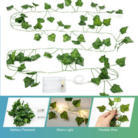 1 x RAW Customer Returns 1 piece LED artificial ivy fairy lights, 2 m fake ivy garland with 20 LED light batteries with timing function, fairy lights with flower garland, hanging plants for indoor use, wedding, party decoration - RRP €8.56