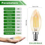 1 x RAW Customer Returns Poinivo E14 4W candle LED light bulb, E14 dimmable C35 candle shape lamp for chandelier, vintage Edison candle lamp, E14 LED bulb, 2700K warm white, 350lm, replacement for 35W light bulb, dimmable, amber, pack of 10 - RRP €24.95