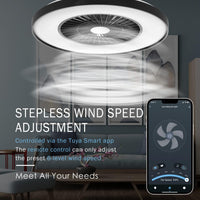 1 x RAW Customer Returns BKZO modern smart LED ceiling light with fan 60cm, ceiling fan with lamp, infinitely variable ventilation speeds, effortless light dimming, 3000-5500 K, black, 60CM - RRP €156.29