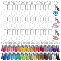 1 x RAW Customer Returns Iegefirm 350pcs Clear Acrylic Keychains White for Vinyl with White Tassels Jump Rings Key Rings for Crafting and DIY - RRP €24.25