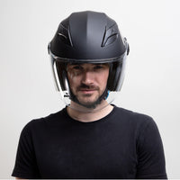 1 x RAW Customer Returns Westt Motorcycle Helmet with Visor and Sun for Men and Women, Moped Scooter Chopper Motorcycle Half Face Pilot Helmet, ECE DOT Certified, Matte Black, S 53-54 cm  - RRP €71.76