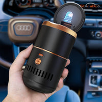 1 x RAW Customer Returns StoreBao Car Ashtray with Portable Vacuum Cleaner and Colorful Breathing Light LED, Adjustable Wind Speed Gold  - RRP €24.71