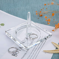 1 x Brand New H D Square Crystal Glass Ring Holder for Jewelry - RRP €20.4