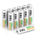 1 x RAW Customer Returns EBL 12 Pack AA Rechargeable Batteries with High Capacity - 12 Rechargeable Batteries AA LR6 2800 Ah 1.2 V NI-MH with Battery Box - RRP €21.6