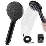 1 x RAW Customer Returns Shower head with hose, 7 modes shower shower head water saving, shower head with 1.5m shower hose and shower head holder, hand shower shower head, no drilling black  - RRP €15.12