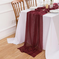 1 x RAW Customer Returns AOKSUNOVA Table Runner Muslin Bordeaux Red 80cm x 4m Table Runner Cheesecloth Wedding Washable Wine Red - RRP €20.16