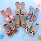 2 x Brand New Maeau Baby Non-Slip Cotton Socks Warm Slippers Baby Girl Winter Socks Long Slippers Plush Autumn Newborn Toddler Boy Rabbit Fox Pink Denim Blue 01 18-24 Months - RRP €51.98