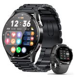 1 x RAW Customer Returns Smartwatch with telephone function, 1.32 inch smartwatch men with Bluetooth heart rate monitor sleep monitor, heart rate, calories, sports watch with voice assistant 360 360 HD touchscreen for iOS and Android - RRP €62.99