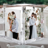 1 x RAW Customer Returns Benjia wedding card box made of acrylic wedding box with picture frame for 15 x 20 cm pictures, large card box money gift card box letter box with lock slot reception wedding birthday anniversary - RRP €33.99