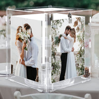 1 x RAW Customer Returns Benjia wedding card box made of acrylic wedding box with picture frame for 15 x 20 cm pictures, large card box money gift card box letter box with lock slot reception wedding birthday anniversary - RRP €31.99