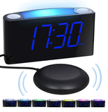 1 x RAW Customer Returns Vibration Alarm Clock, Digital Deaf Alarm Clock with 7-Color Night Light, Large LED Display, 0-100 Brightness Control, 2 USB Charging Ports, 12 24 H, Loudest Alarm Clock for Heavy Sleepers, Bedroom - RRP €29.99