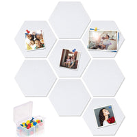 1 x RAW Customer Returns Yoillione Felt Cork Notice Board, Cork Board, Hexagonal Wall Photo Notice Board Cork Board with 20 Pins for Condominium Office Hanging Photos Key Ring, 8 Pieces, White  - RRP €19.66