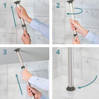 1 x RAW Customer Returns smartpeas Telescopic Shower Shelf No Drilling Required - 4 Baskets - Adjustable Size from 76 to 280 cm - Chrome Appearance - Extra 2 Self-Adhesive Hooks  - RRP €49.99