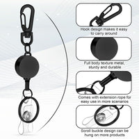 1 x Brand New TOESOME Pack of 2 ID Yo-yo, Extendable Badge Holder Badge Reel Clip Extendable Key Fob ID Key Cards with 40 cm Lanyard Extendable for Work Office Nurse Black  - RRP €16.8