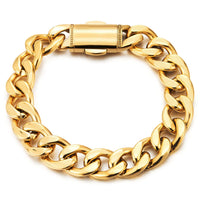 1 x RAW Customer Returns COOLSTEELANDBEYOND Large Heavy Golden Curb Chain Bracelet for Men Women Stainless Steel Bracelet Highly Polished, 20CM - RRP €29.99