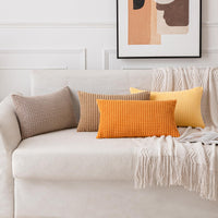 3 x Brand New MIULEE Set of 4 Cushion Covers Decorative Pillowcases Corduroy Sofa Cushions Throw Pillows Pillowcase Couch Cushion Decorative Cover for Sofa Couch Living Room Bedroom Office 30 x 50 cm Orange Series - RRP €56.73