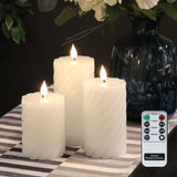 1 x RAW Customer Returns Rhytsing 3 white LED wax spiral candles set vintage design with batteries and remote control included height 10cm 12.5cm 15cm - RRP €24.99