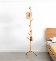 1 x RAW Customer Returns Wooden coat rack, solid wood coat rack, with 8 hooks and 3 adjustable sizes, tree-shaped coat rack, vintage, sturdy, for clothes, hats, wood color - RRP €33.26