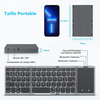 1 x RAW Customer Returns Wireless Keyboard with Sensitive Touchpad, Rechargeable, Portable and Foldable, Dual Bluetooth Keyboard for Laptop Tablet iPad Smart TV, Compatible with Windows, iOS, Mac OS, Android, Gray - RRP €20.4