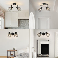 1 x RAW Customer Returns FORCOSO ceiling spotlight black swiveling 350 , spots ceiling light 2 flames metal ceiling lamp spotlight, E14 vintage ceiling spots wall spotlight, ceiling kitchen lamp kitchen living room hallway wall lamp - RRP €24.99