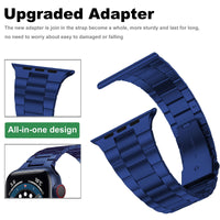 1 x RAW Customer Returns Miimall Compatible with Apple Watch Strap Series 6 SE 5 4 3 2 1 44mm 42mm, Unique Blue Premium Stainless Steel Metal Replacement Band iWatch Watch Strap for Apple Watch 44mm 42mm - Blue - RRP €19.99