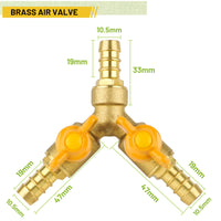 1 x RAW Customer Returns SWAWIS 3-way hose connector shut-off valve distributor water hose connection ball valve shut-off valve brass connection hose nozzle with 3 hose clamps for hose ID 10 mm-11 mm - RRP €14.11