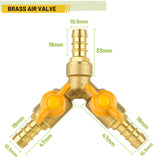 1 x RAW Customer Returns SWAWIS 3-way hose connector shut-off valve distributor water hose connection ball valve shut-off valve brass connection hose nozzle with 3 hose clamps for hose ID 10 mm-11 mm - RRP €14.11