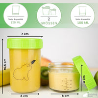 6 x RAW Customer Returns Budding Bear Glass Jars with Lids for Baby Food 8 Units 2 Sizes Glass Food Containers 60 ml and 160 ml - Reusable Glass Jars for Dishwasher and Microwave - RRP €125.94