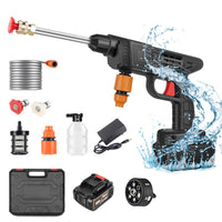 1 x RAW Customer Returns Cordless High Pressure Cleaner, 48V Max 90Bar Mobile High Pressure Cleaner with 6-in-1 Multi Spray Nozzle, 5M Hose, Extension Lance, Garden Pet Outdoor Car Cleaning Tool - RRP €57.47