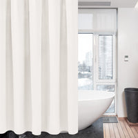 1 x RAW Customer Returns Waffle shower curtain with metal shower curtain rings fabric textile bathtub curtain anti-mold bathroom curtain set waterproof bathtub curtain heavy shower curtain bathroom - 182 x 214cm white  - RRP €33.12