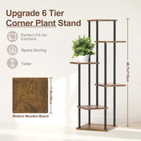 1 x RAW Customer Returns LyTaispuly 6 Tier Plant Stand Flower Stand Outdoor, 115cm Metal Wooden Flower Stool Flower Stairs Flower Shelf, Flower Pot Stand Plant Stairs for Outdoor Balcony Garden Living Room, Black - RRP €54.99