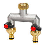 1 x RAW Customer Returns VAYALT 2-way faucet water distributor, distributor water 3 4 inch brass water connection distributor, garden hoses with 3 4 adapter, ball valve for adjusting and shutting off the water flow  - RRP €24.58