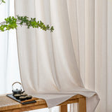 1 x RAW Customer Returns MIULEE Linen Curtains with Rings Linen Effect Living Room Modern Semi-Transparent Voile Curtain Natural 2 Pieces, 140 x 175 cm Nature - RRP €34.49