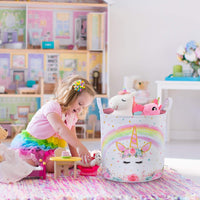 1 x RAW Customer Returns Unicorn Laundry Hamper - Foldable Storage Laundry Baskets Storage Basket Storage Container Kids Baby Gift Baskets Toys Clothes Shoes Bedroom Home Organizer Chests Crates - RRP €21.48