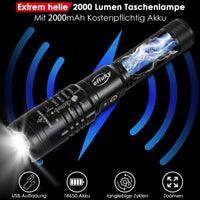 1 x RAW Customer Returns efluky LED flashlight, extremely bright 2000 lumens USB rechargeable XHP50 LED flashlights with zoomable 5 lighting modes, with 2000mAh battery, IPX4 waterproof for camping, hiking, outdoor and emergency - RRP €16.99