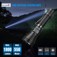 1 x RAW Customer Returns TrustFire T40R Flashlight LED, 1800 Lumen Flashlight Extremely Bright Tactical Flashlight 550 METER Range LED Flashlight Rechargeable IP68 Waterproof - RRP €42.73