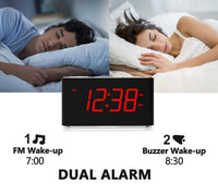 1 x RAW Customer Returns iTOMA radio alarm clock with Bluetooth, dual alarm, dimmable LED display, 16-level volume, FM radio with sleep timer, snooze, 12 24H 507U - RRP €23.59