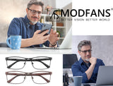 1 x RAW Customer Returns MODFANS 3 Pack Reading Glasses Men Blue Light Filter Metal Frame Rectangle Style Stainless Steel Material - RRP €19.98