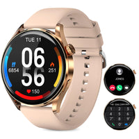 1 x RAW Customer Returns Smartwatch women with phone function, 1.38 round fitness watch 100 sports modes, SpO2, heart rate, stress, sleep monitor, pedometer, calories, wristwatch for iOS Android, IP68 waterproof sports watch - RRP €35.99