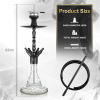 2 x RAW Customer Returns REANICE 24 Hookah Shisha Set Water Pipe Complete Set with 1 Connections Head Adapter Silicone Hose Aluminum Rod Black  - RRP €120.98