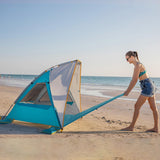 1 x RAW Customer Returns WolfWise beach tent with UV protection 50 , 2-3 person beach tent, sun protection wind protection with expandable floor baby sun tent automatic mini pack size for family camping garden beach beige - RRP €49.16