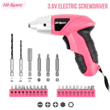 1 x RAW Customer Returns HI-SPEC Small cordless screwdriver in pink with rechargeable 3.6 V battery and LED light. 26-piece accessories - for everyone, big or small - RRP €23.18