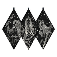 1 x Brand New craspire 3pcs Goddess Minimalist Boho Wall Decor Wooden Wall Art Black Farmhouse Rustic Tarot Pendulum Hanging Panel Decoration for Home Bedroom Living Room Gallery 6.7 x 11.8in - RRP €19.2