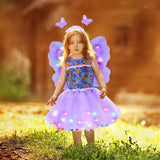 1 x RAW Customer Returns Tacobear Luminous Fairy Costume Fairy Wings Butterfly Wings with Headband Magic Wand Fairy Tattoos LED Tutu Tulle Skirt Girls Children Halloween Carnival Fairies Birthday Party Fancy Dress Costume Purple  - RRP €20.47