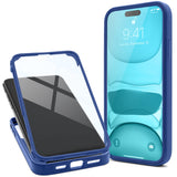 1 x Brand New Moozy 360 degree case for iPhone 14 Pro - transparent with blue edge, front and back all-round protection case cover, mobile phone case with integrated protective glass - RRP €14.63