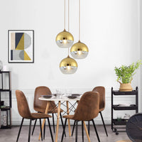 1 x RAW Customer Returns Pendant Light with Wood Plated Glass Ball Lampshade Modern Simple Ceiling Light Hanging Lamp Kitchen Island Dining Room Bedroom Chandelier Gold, 15cm  - RRP €44.99